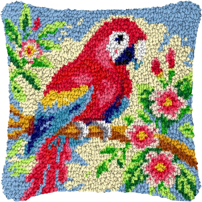 ZFFLYH Cardinal Bird Latch Hook Pillow Kit for Adults Throw Pillow Cover DIY Crochet Yarn Craft Handcraft Embroidery for Home Sofa Decoration 17X17in - Image 1